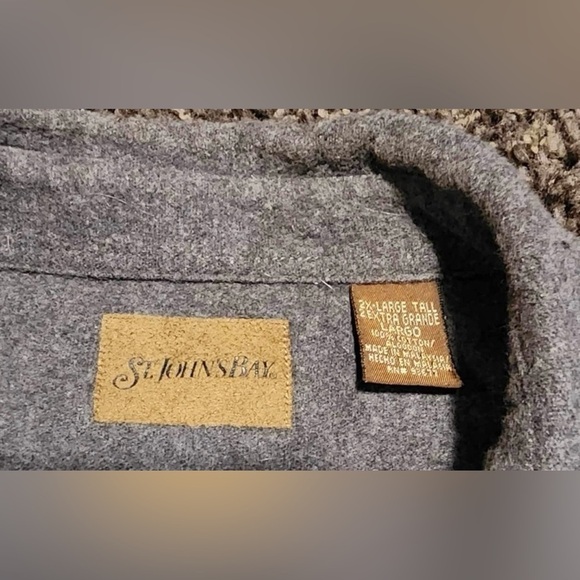 St. John’s Bay Men’s 2XLT Heavyweight 100% Cotton Gray Button Down Shirt EUC - Picture 2 of 4